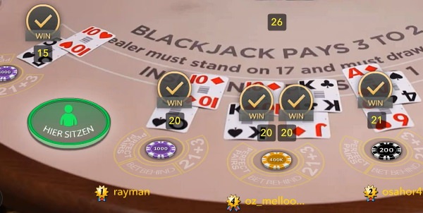 Blackjack High Roller mit 400k Auszahlung