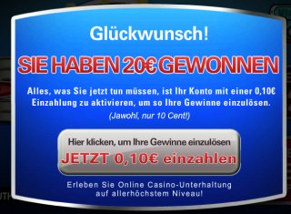 50 Euro kostenloser Bonus im Virtual City Casino. Nach der Neuregistrierung stellt das Casino jedem neuen Spieler sofort €50 zur Verfgung, mit denen ein Bonusbetrag am Glcksrad erspielt werden kann. In den meisten Fllen spielt man dabei einen Betrag von 20 bis 100 Euro frei. Zur Auszahlung muss ein Mindestspielumsatz erreicht werden. Die Sicherheitseinzahlung zur Verifizierung betrgt aber nur 10 Cent! Das ist praktisch nur ein symbolischer Betrag, so dass kein Verlustrisiko besteht. Mit Glck ist aber eine Gewinnauszahlung mglich. VirtualCity hat deshalb zur Zeit das fairste Angebot im Bonusbereich, was das Chance/Risiko-Verhltnis betrifft. Der einzige Aufwand an der Sache ist die Installation der Download-Software (1 bis 3 Minuten, je nach Internetverbindung) und das Ausfllen der Registrierungsseite. Das geht auch sehr schnell, weil nur wenige Daten abgefragt werden. Verwendet am besten eine nicht so wichtige Mail-Adresse, bei der euch Werbe-Mails nicht so stren.