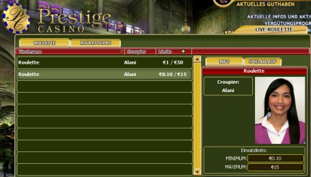 Prestige Casino nur 25 x Bonus Umsatz (Roulette, Blackjack)