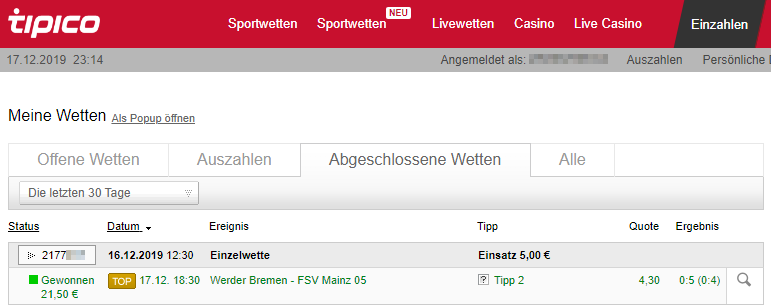 Spin Sports - Bundesliga Wettspiel 2019